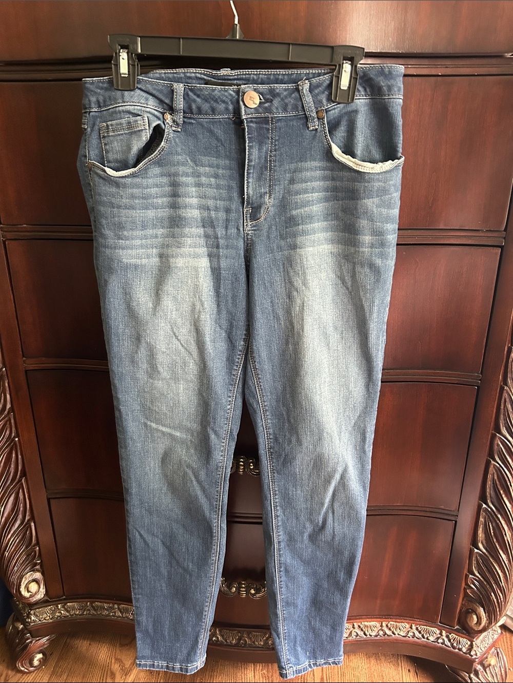 Women's Skinny Mid-Blue Stretch Denim Jeans